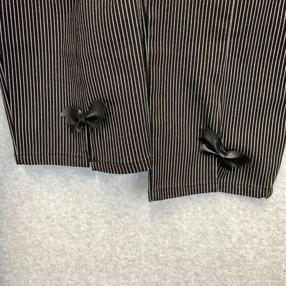 Hell Bunny Pants Womens XL Black Jack Pedal Pusher Bat Pinstripe Crop Retro Punk - Picture 6 of 15